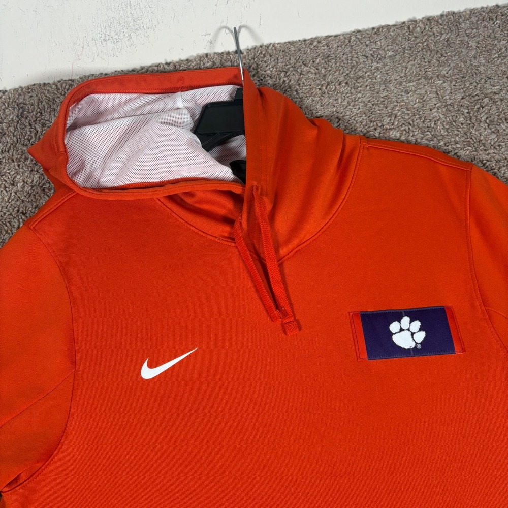 Nike Clemson Tigers Mens Orange Dri-FIT Short Sleeve Hoodie CT5563-888 Size M